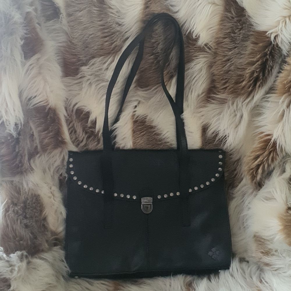 Patricia Nash Black Leather Bag with Silver Accents